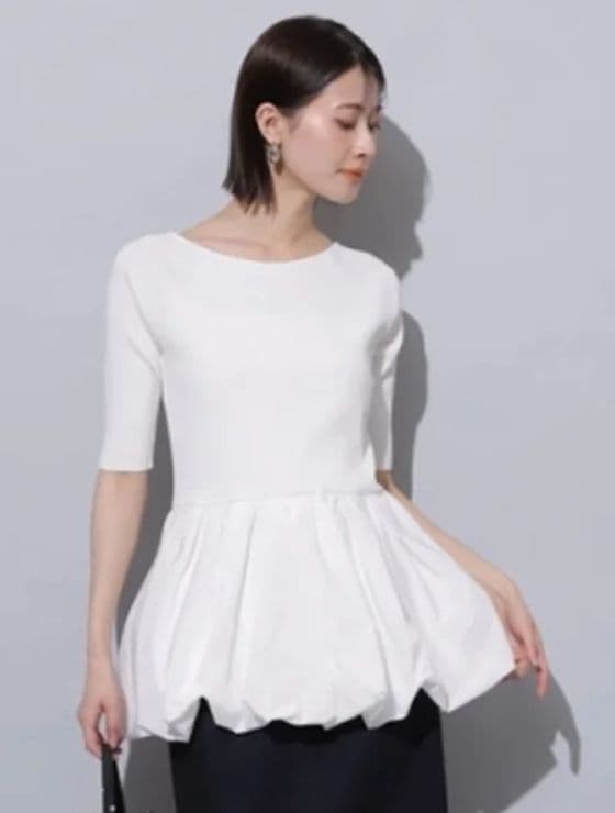 新品　タグ付　Arpege story　アルページュ　裾バルーン半袖ニット — image 2