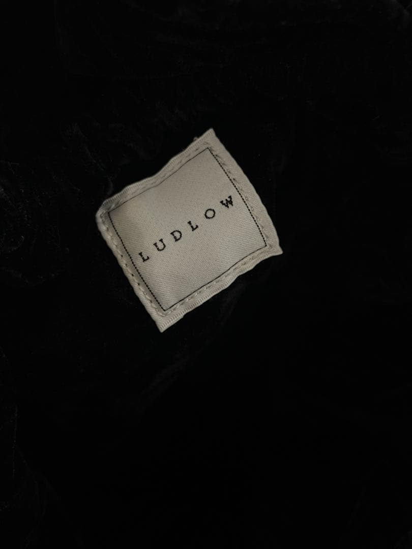 LUDLOW ラドロー ベロア 巾着バッグ ブラック レザー紐 — image 3