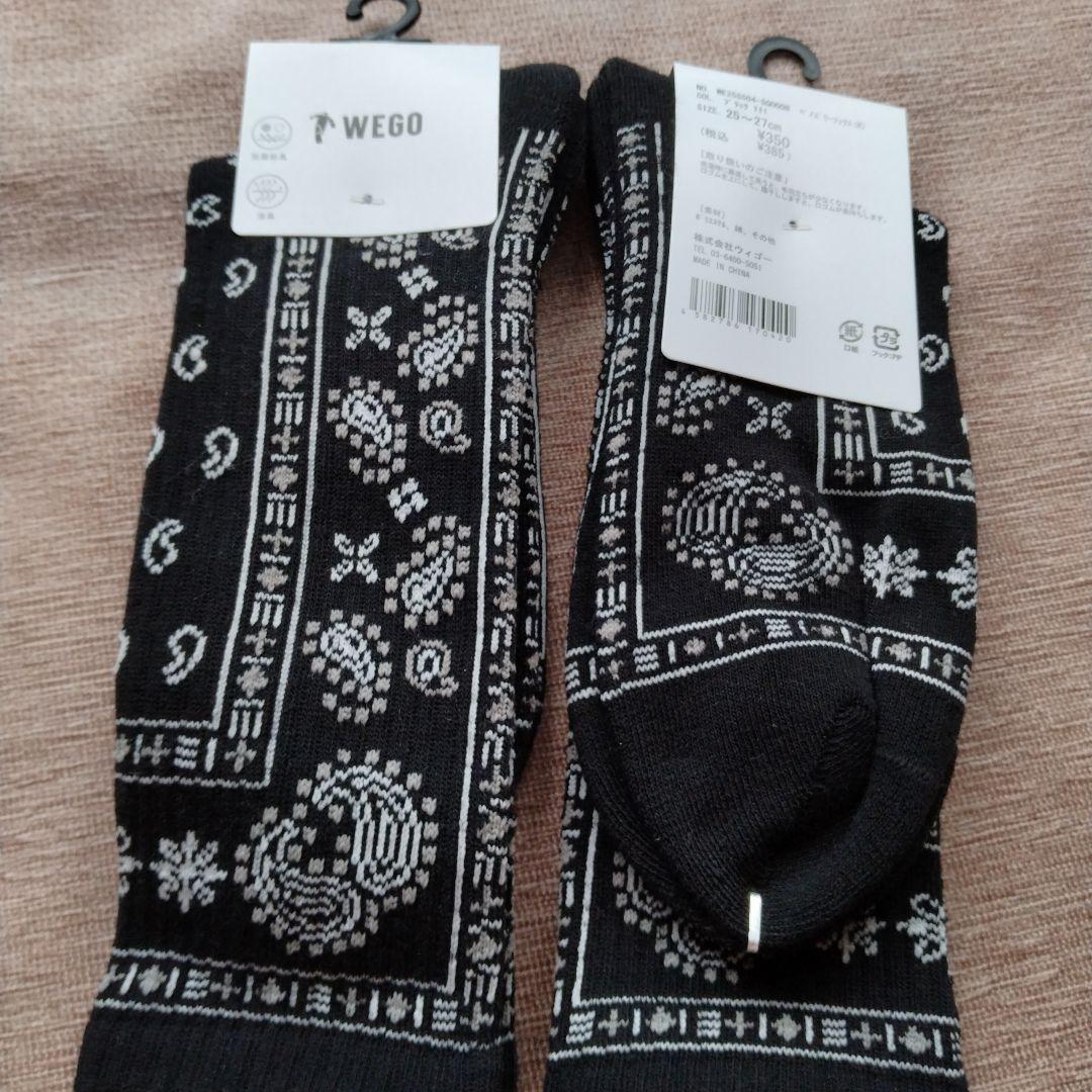 WEGO ペイズリーソックス ブラック 25-27cm　2足 — image 4