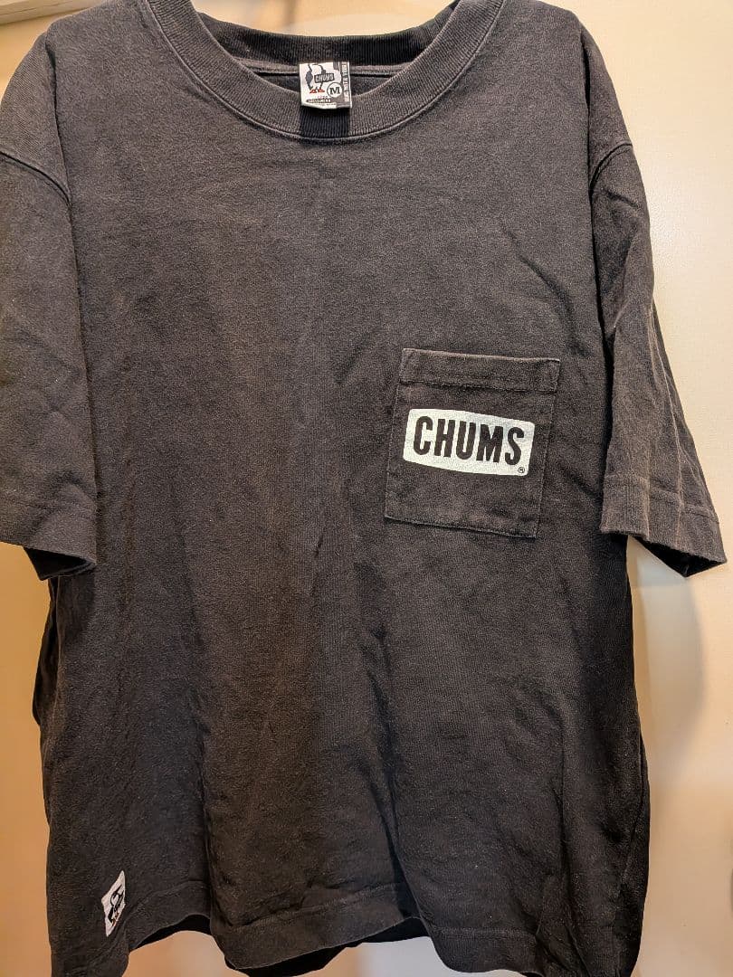 CHUMS チャムス ポケットTシャツ キャンプ柄 ブラック Mサイズ使用感あり — image 2