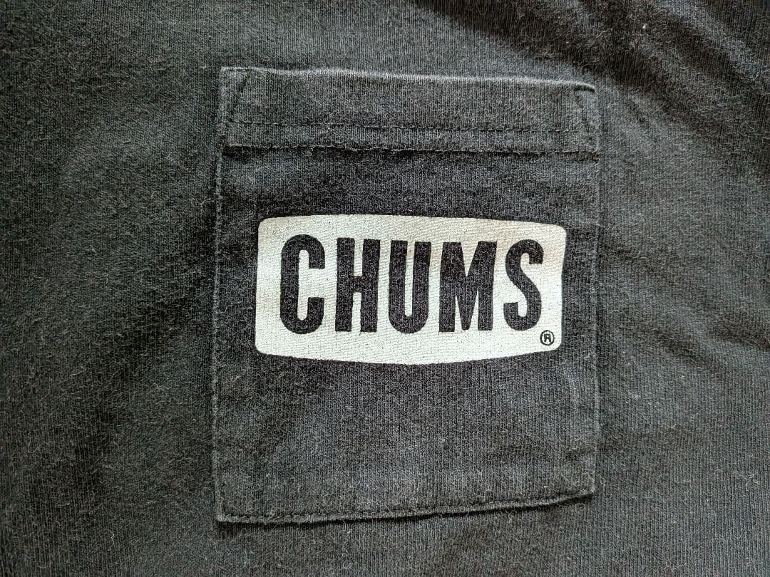 CHUMS チャムス ポケットTシャツ キャンプ柄 ブラック Mサイズ使用感あり — image 4