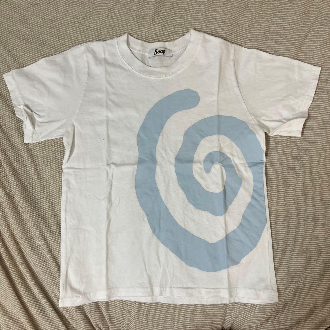エディレタリング Tシャツ ホワイト ライトブルー 渦巻き柄 nugu — image 3