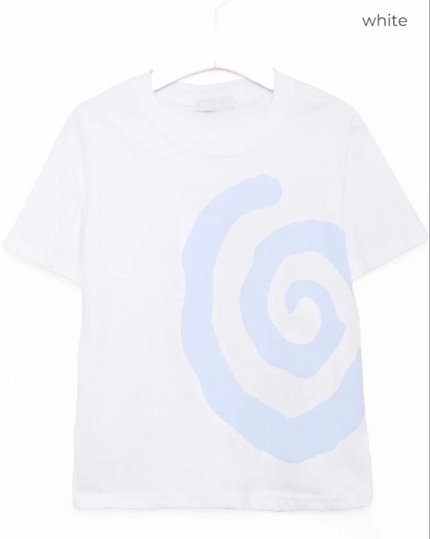 エディレタリング Tシャツ ホワイト ライトブルー 渦巻き柄 nugu — image 4