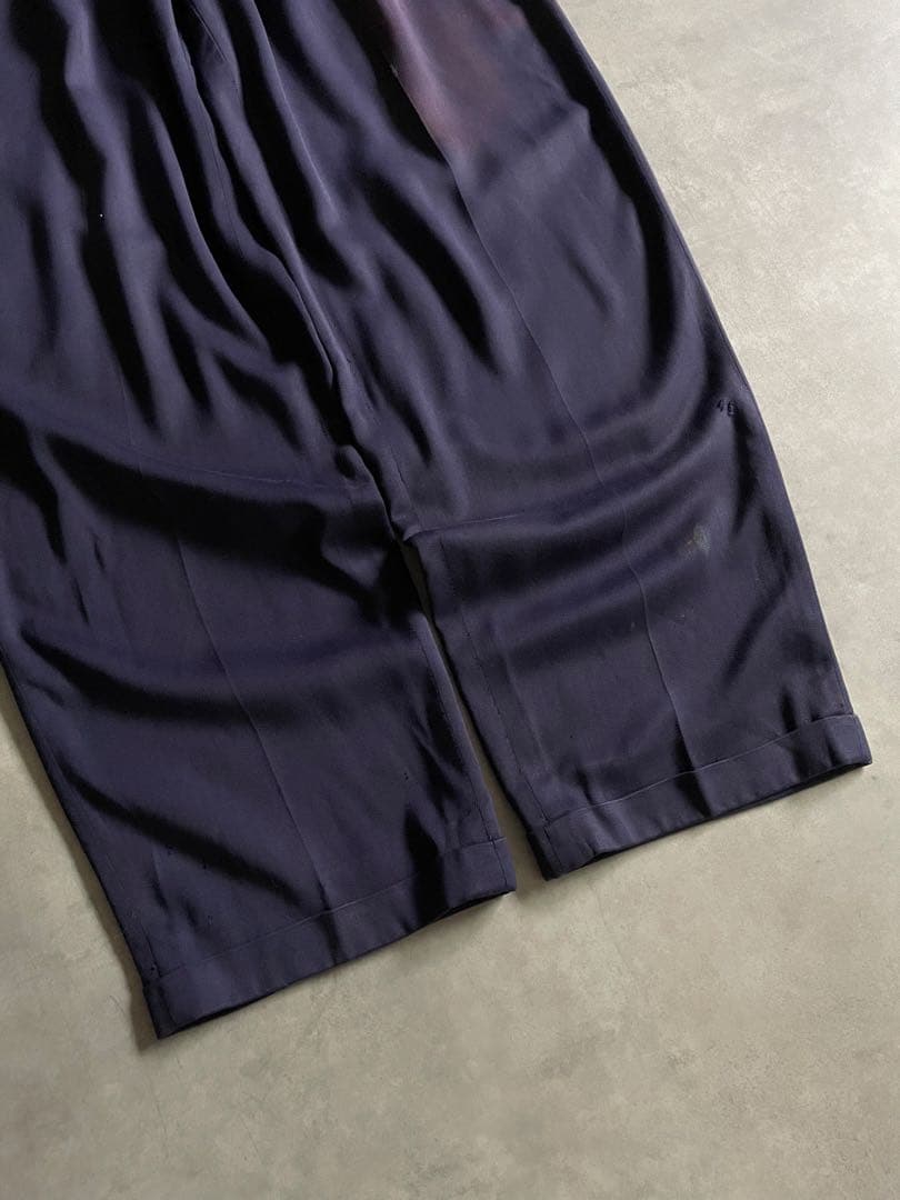 ナス紺 50s レーヨンギャバジン スラックス 極太 フェード ドレープ 雰囲気 — image 2