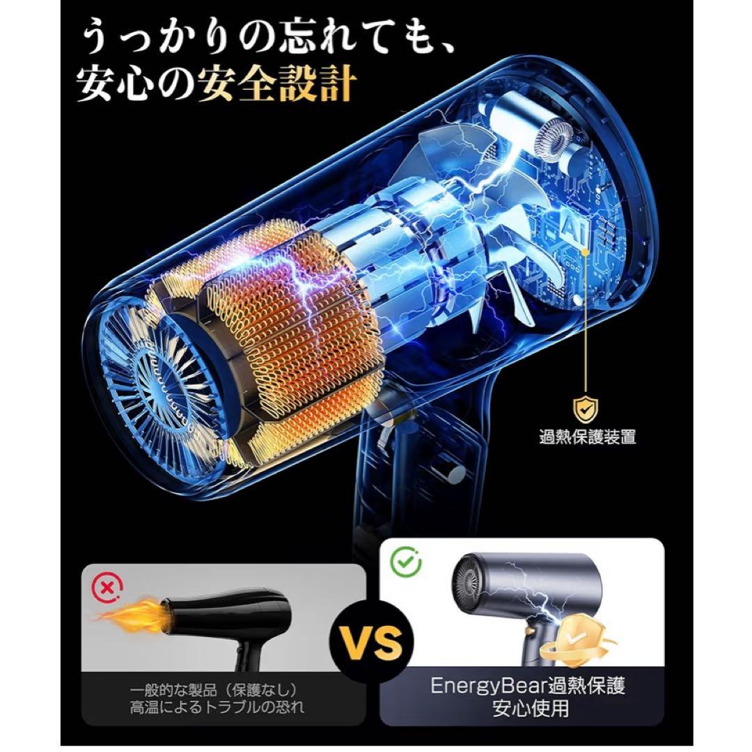 大風量 ヘアドライヤー 折り畳み式 530g 軽量 グレー — image 2