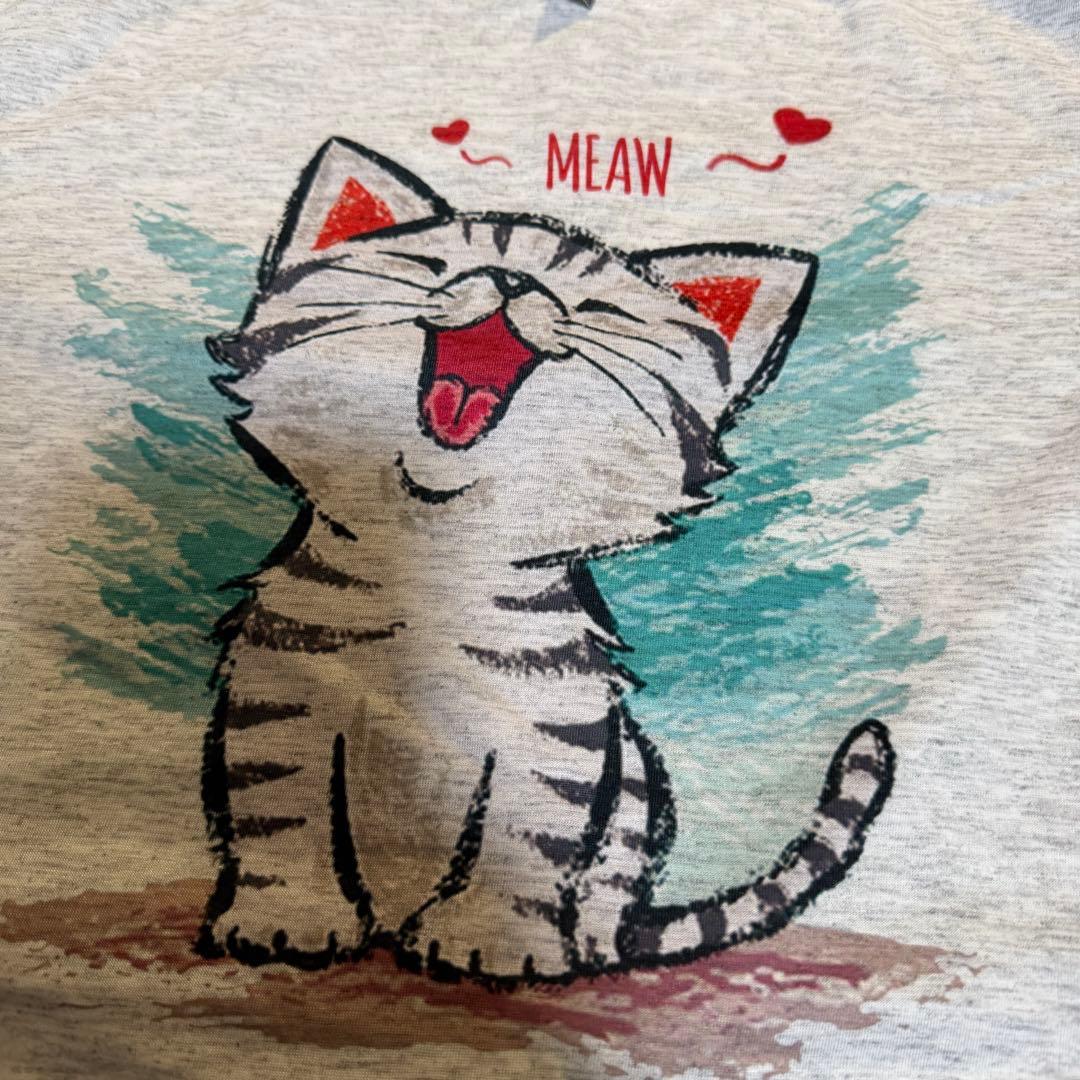 新品⭐️RAKUNA半袖Tシャツ 猫プリント グレー Mサイズ — image 2
