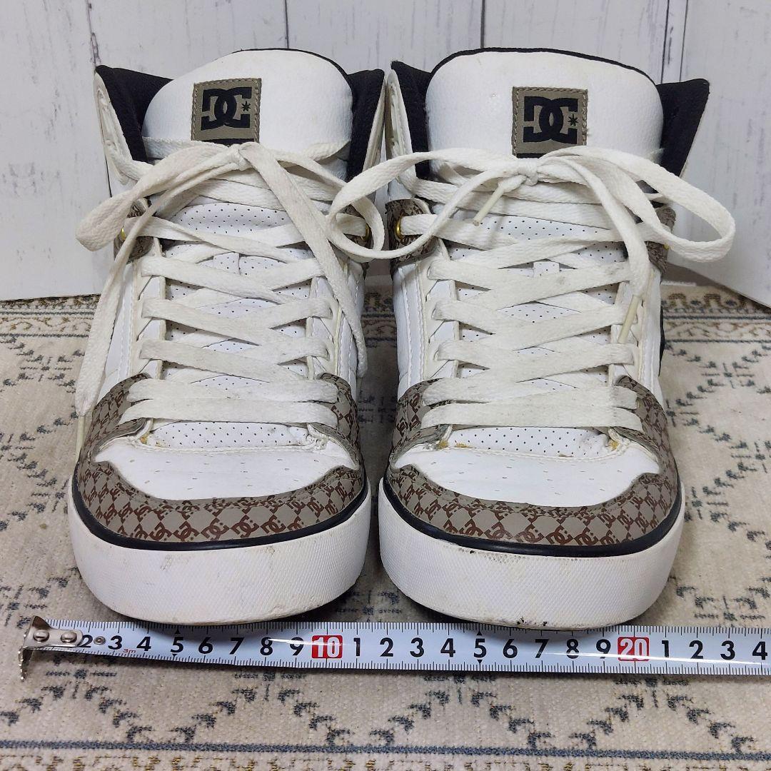 【美品】DC SHOES ハイカットスニーカー ホワイト ブラウン DCロゴ柄 — image 2