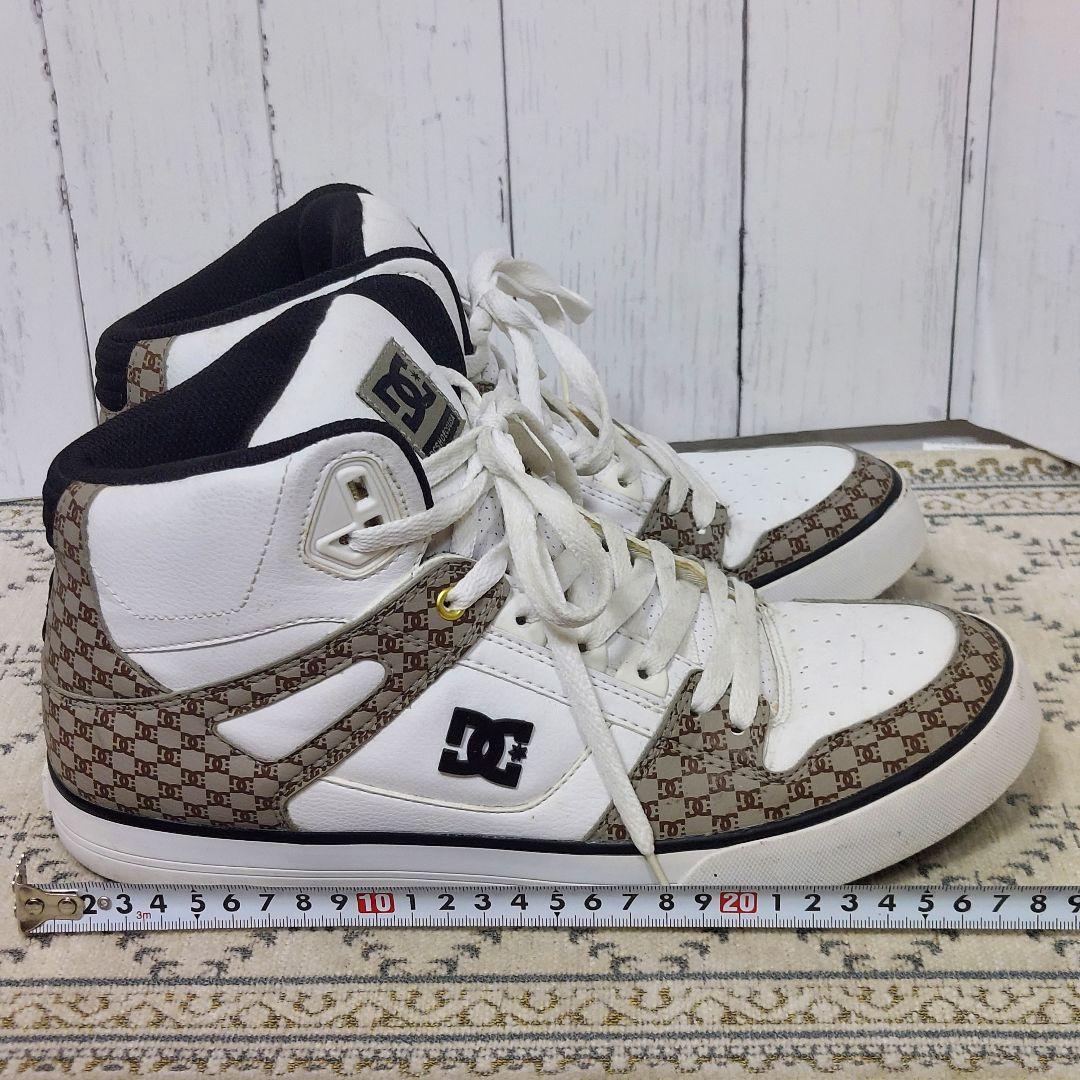 【美品】DC SHOES ハイカットスニーカー ホワイト ブラウン DCロゴ柄 — image 4