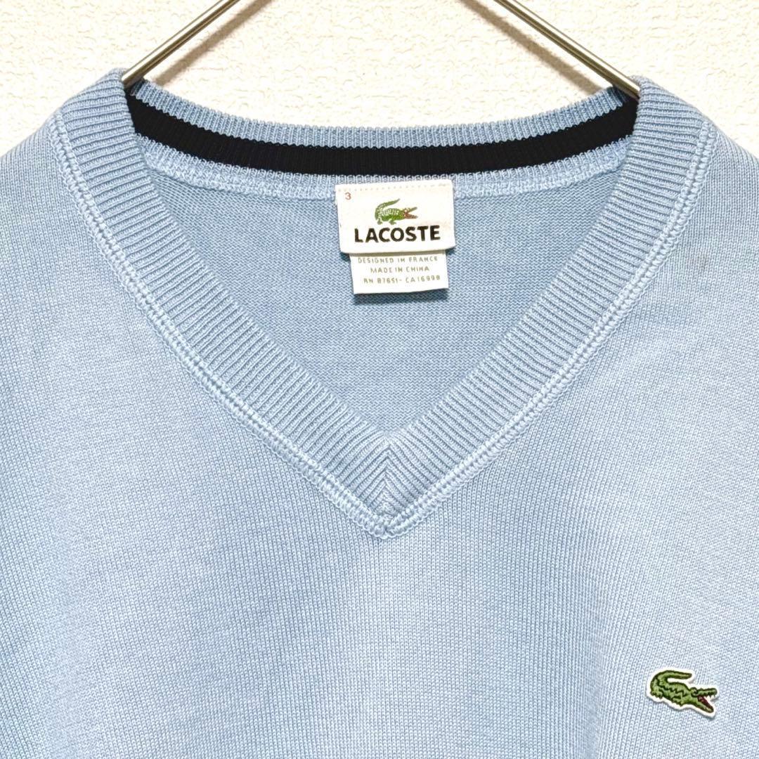 ラコステ　薄手ニット ライトブルー ワニロゴ 長袖 セーター　綿　ワンポイント — image 5