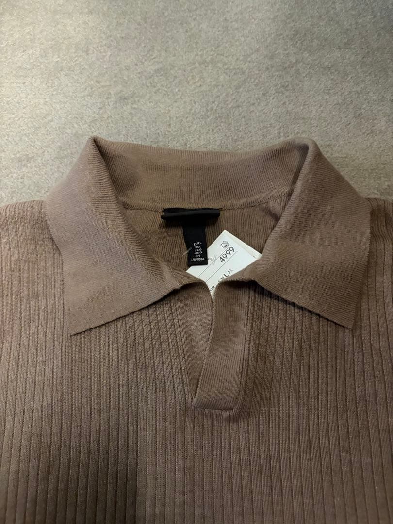H&M リブニット ポロシャツ ブラウン 半袖　ユニクロ — image 3
