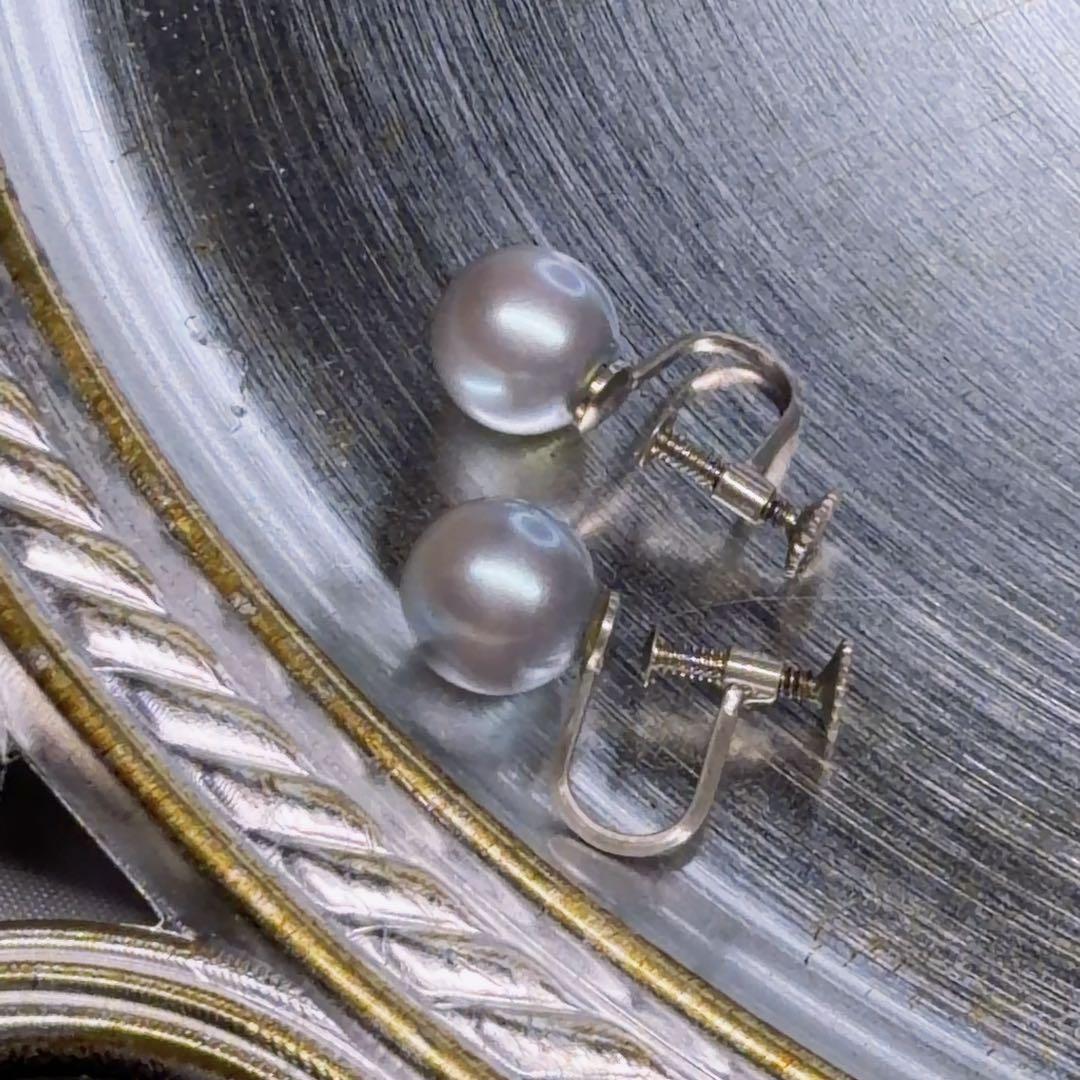 あこや真珠 グレーパール イヤリング SILVER刻印有 冠婚葬祭 — image 4