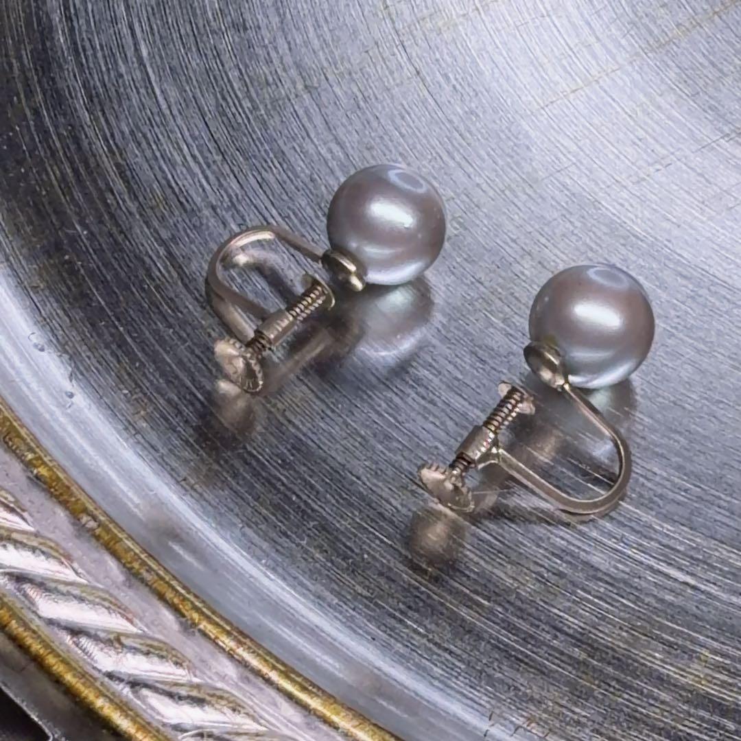 あこや真珠 グレーパール イヤリング SILVER刻印有 冠婚葬祭 — image 5