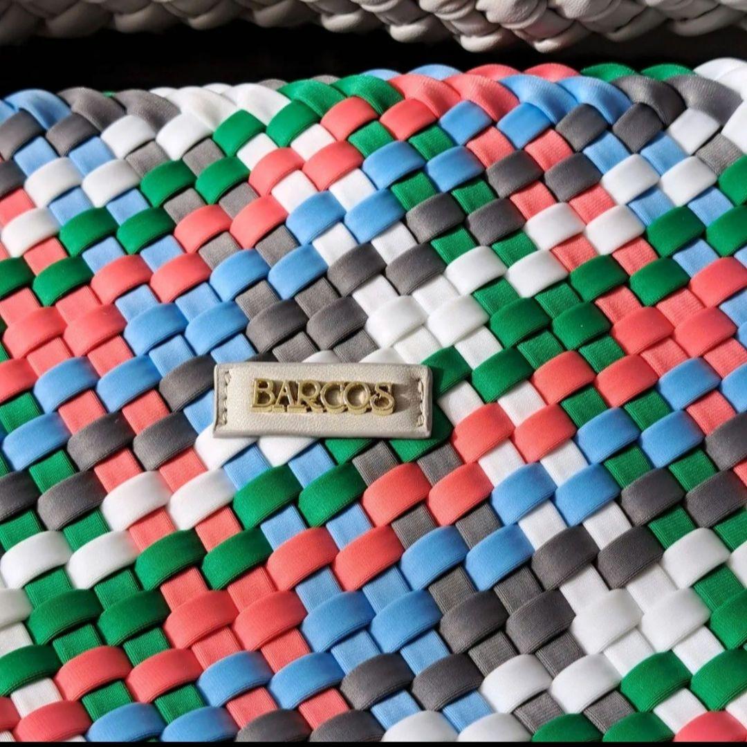 【未使用品】BARCOS 編み込み 大容量トート＆ポーチ付き カラフル バルコス — image 3