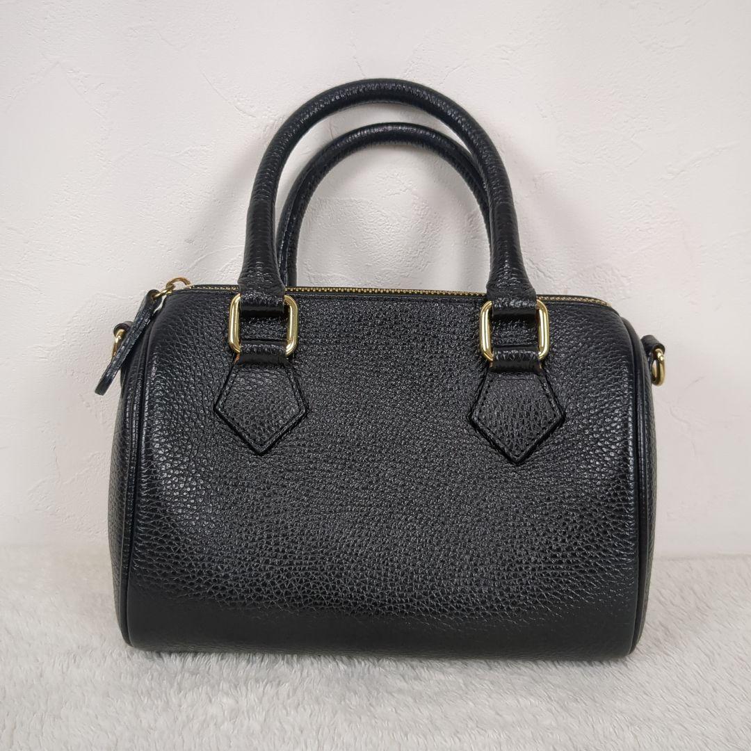 【美品】AULENTTI ミニボストンバッグ　2way　シボ革　斜め掛け　黒 — image 3
