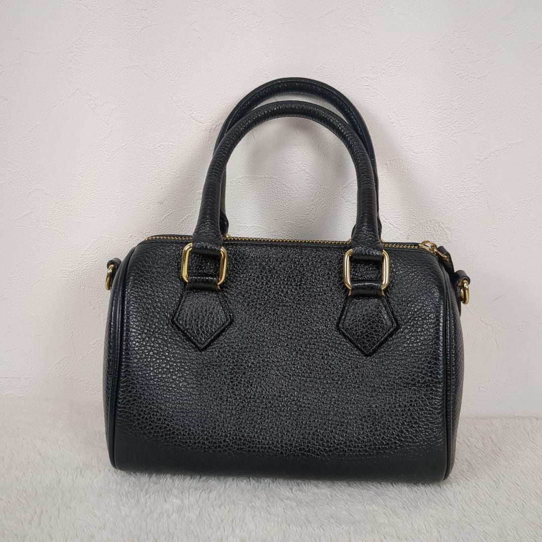 【美品】AULENTTI ミニボストンバッグ　2way　シボ革　斜め掛け　黒 — image 4