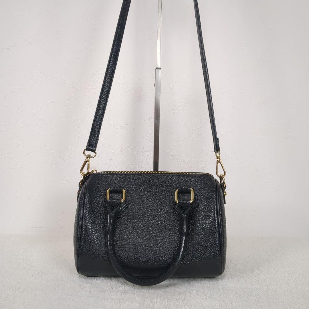 【美品】AULENTTI ミニボストンバッグ　2way　シボ革　斜め掛け　黒 — image 5