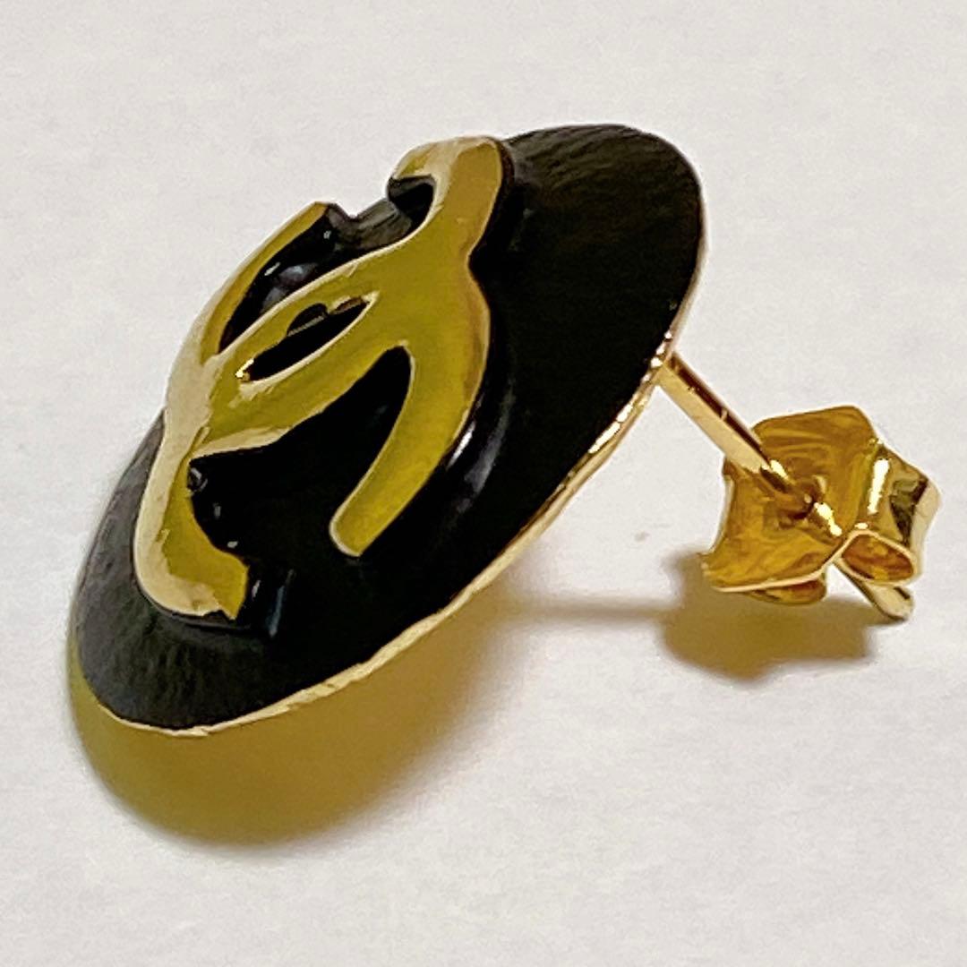 【美品】シャネル CHANEL ピアス ココマーク ヴィンテージ ゴールド 黒 — image 3