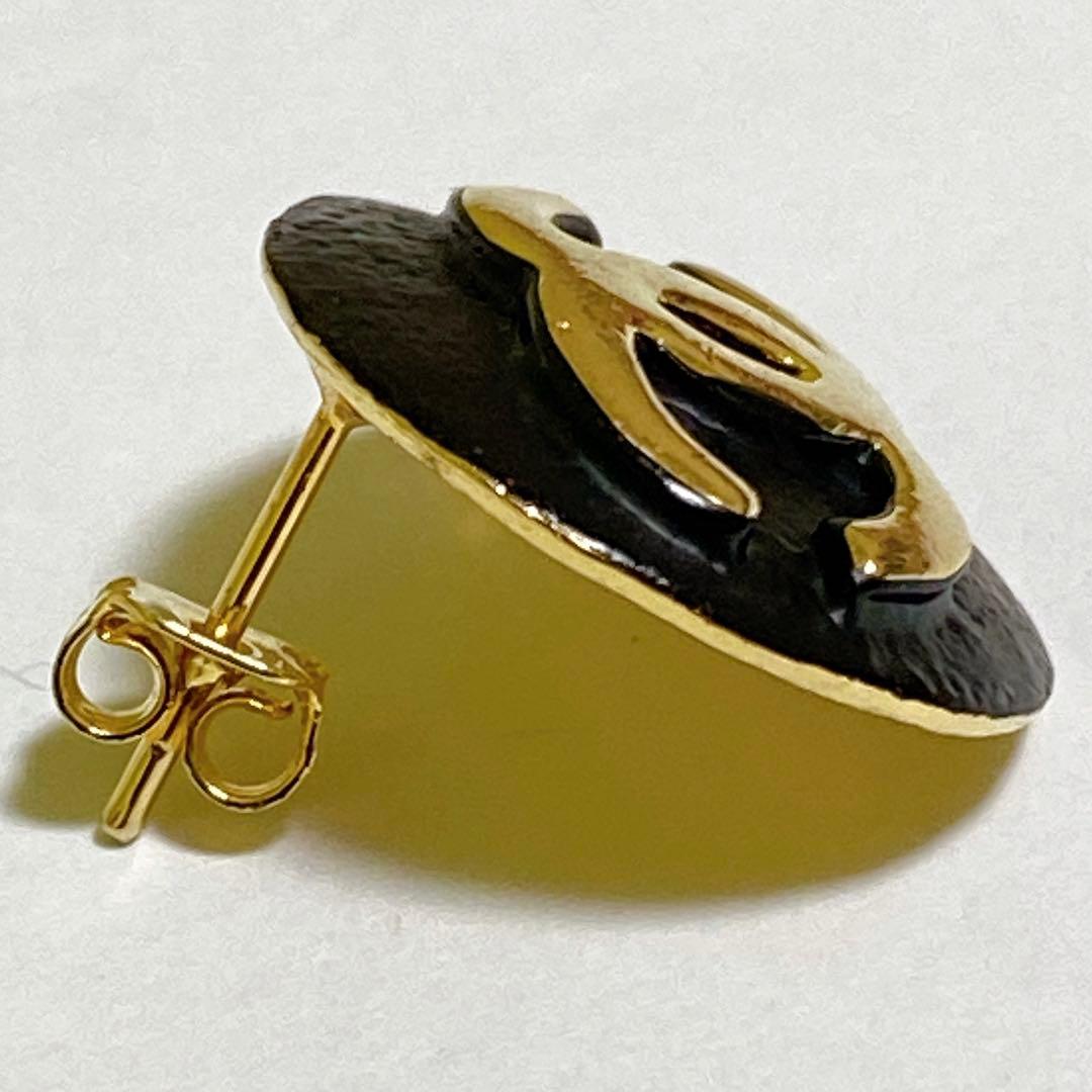 【美品】シャネル CHANEL ピアス ココマーク ヴィンテージ ゴールド 黒 — image 4