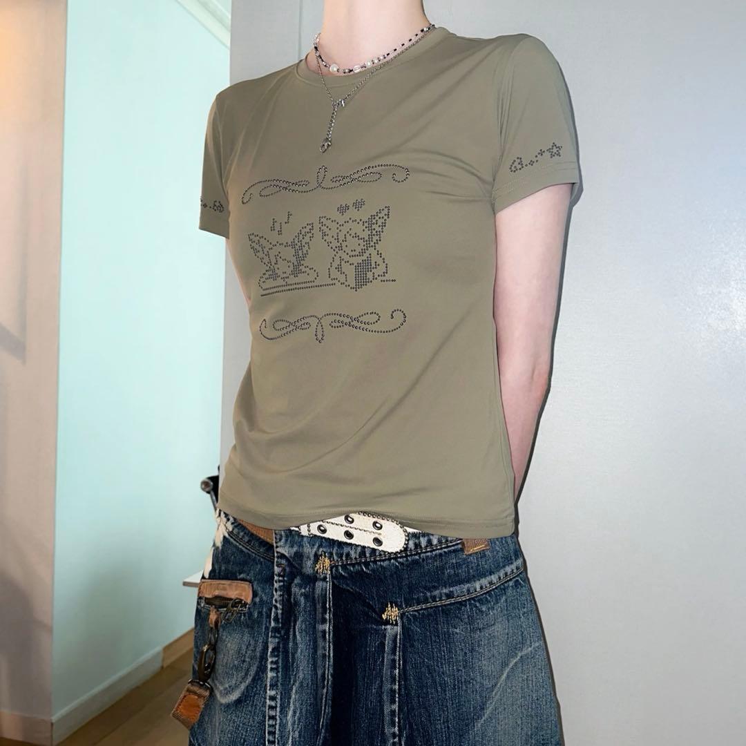 eessay ツーエンジェルTシャツ　カーキ　MUSINSA ウィッシュコア — image 2