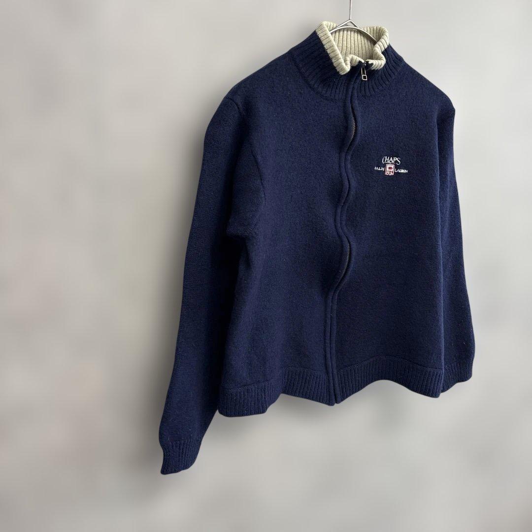 チャップス ラルフローレン　90s オールドラルフ　ニットジャケット　紺　L — image 3