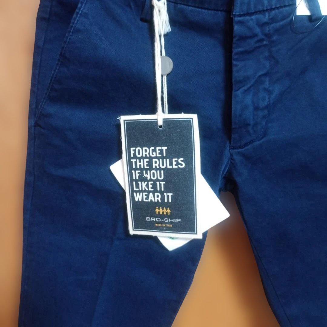 未使用品　BRO-SHIP ブローシップ ストレッチ パンツ　　紺　イタリア製 — image 2
