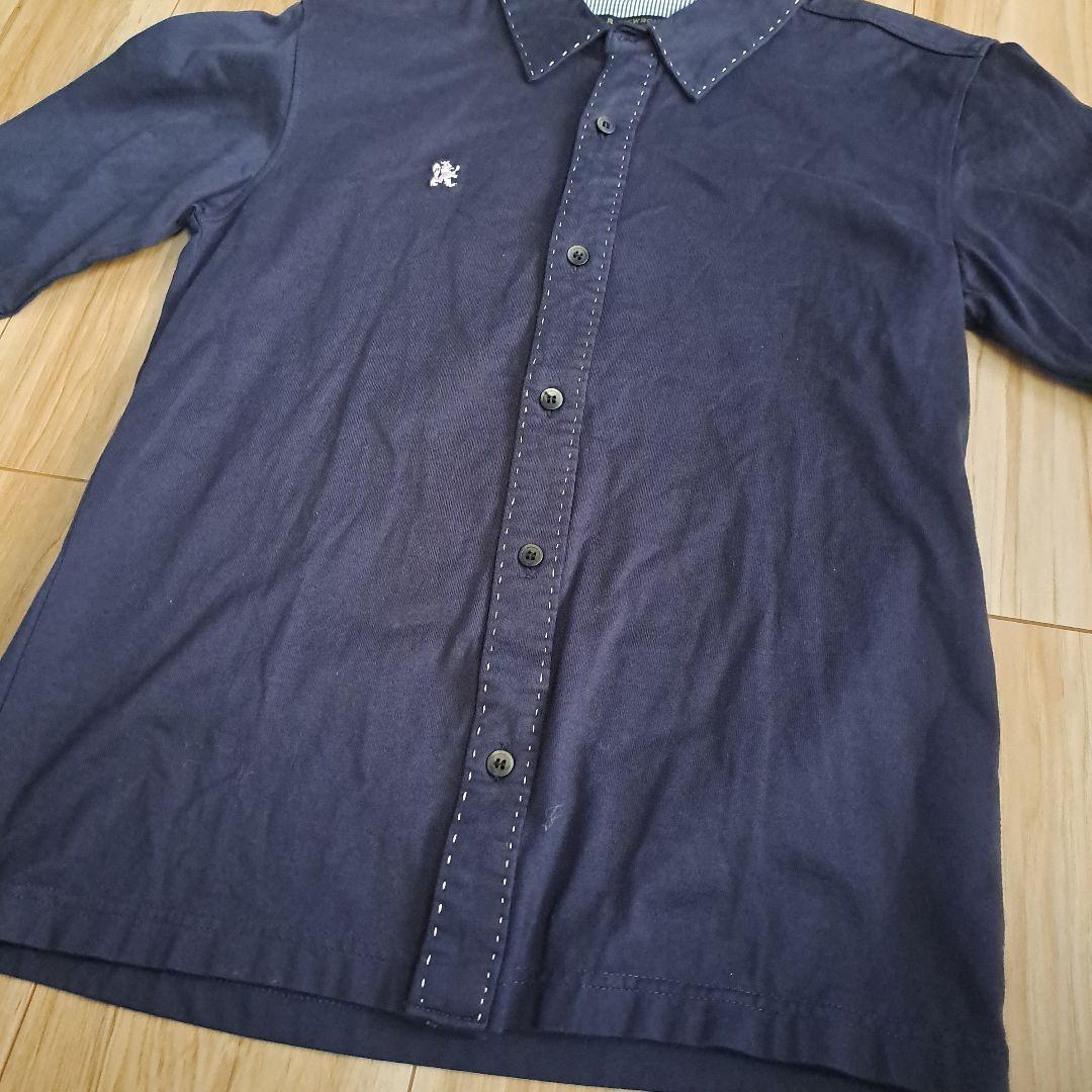R NEWBOLD　 七分袖カットソー　ステッチ　ストライプ　M　ネイビー — image 5