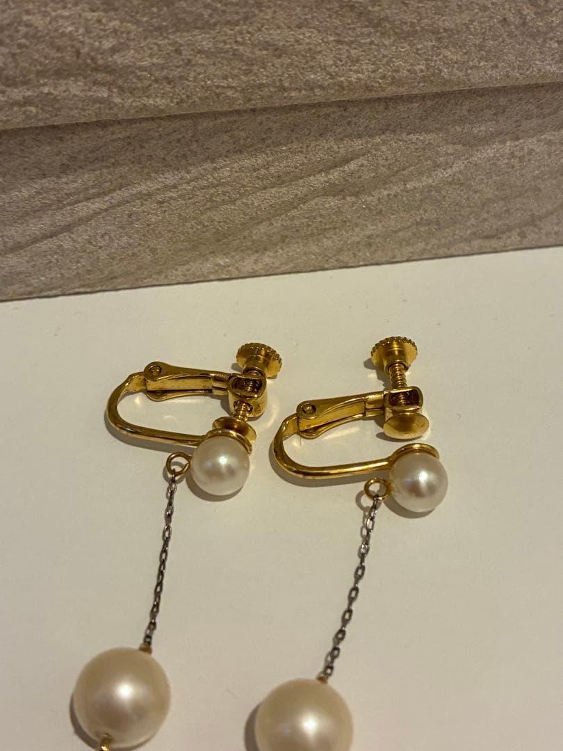 パール ロング イヤリング 揺れるチェーン — image 3