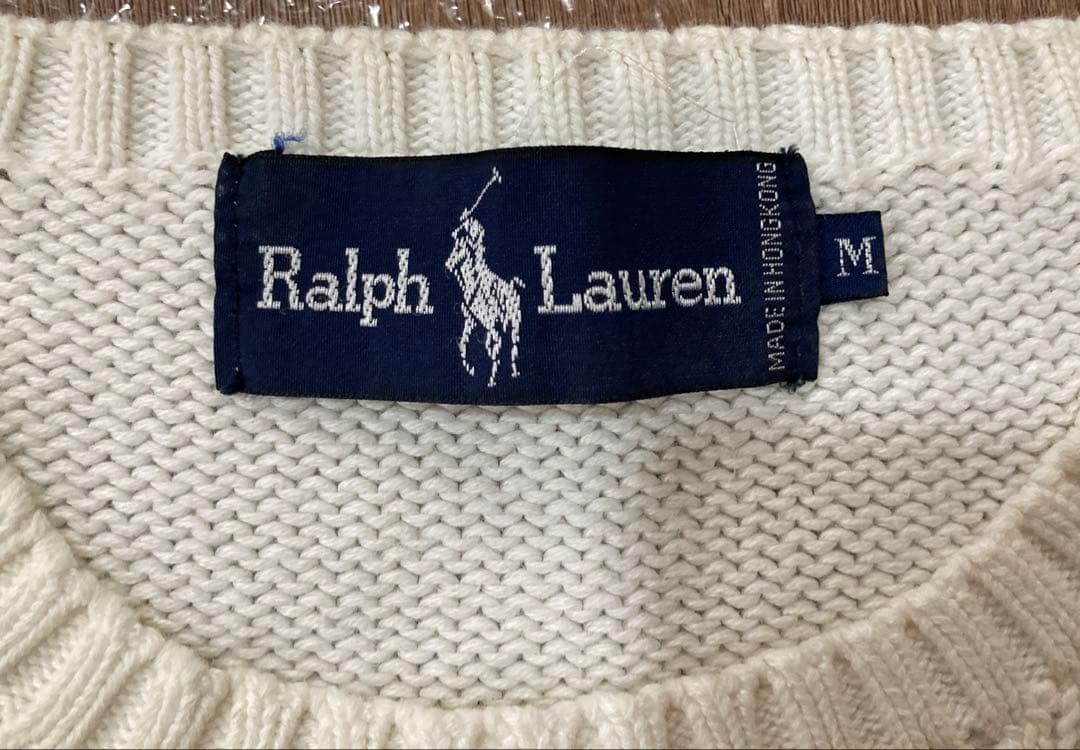 Ralph Lauren クルーネックニット ホワイト Mサイズ　綿100% — image 3