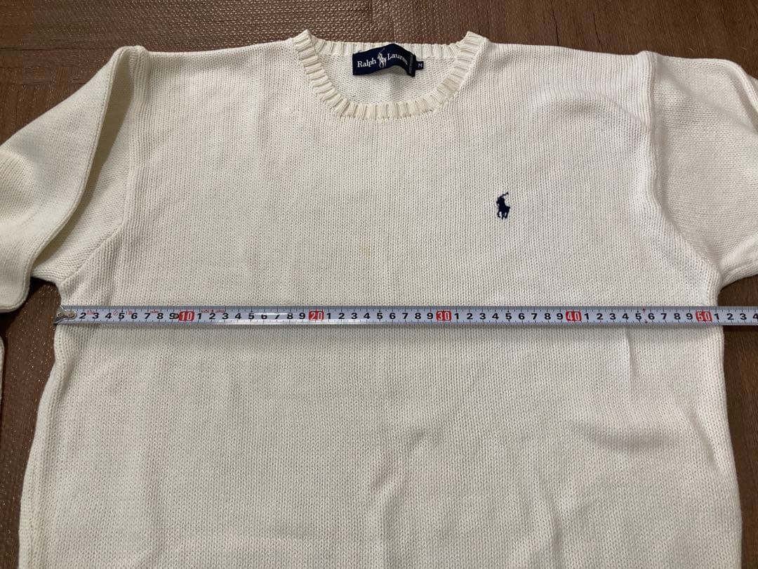 Ralph Lauren クルーネックニット ホワイト Mサイズ　綿100% — image 4