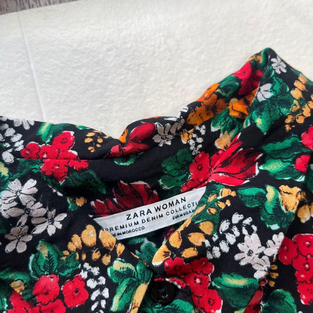 ZARA ボタニカル柄シャツロングワンピース　花柄　サイズＭ　Aライン マキシ丈 — image 2