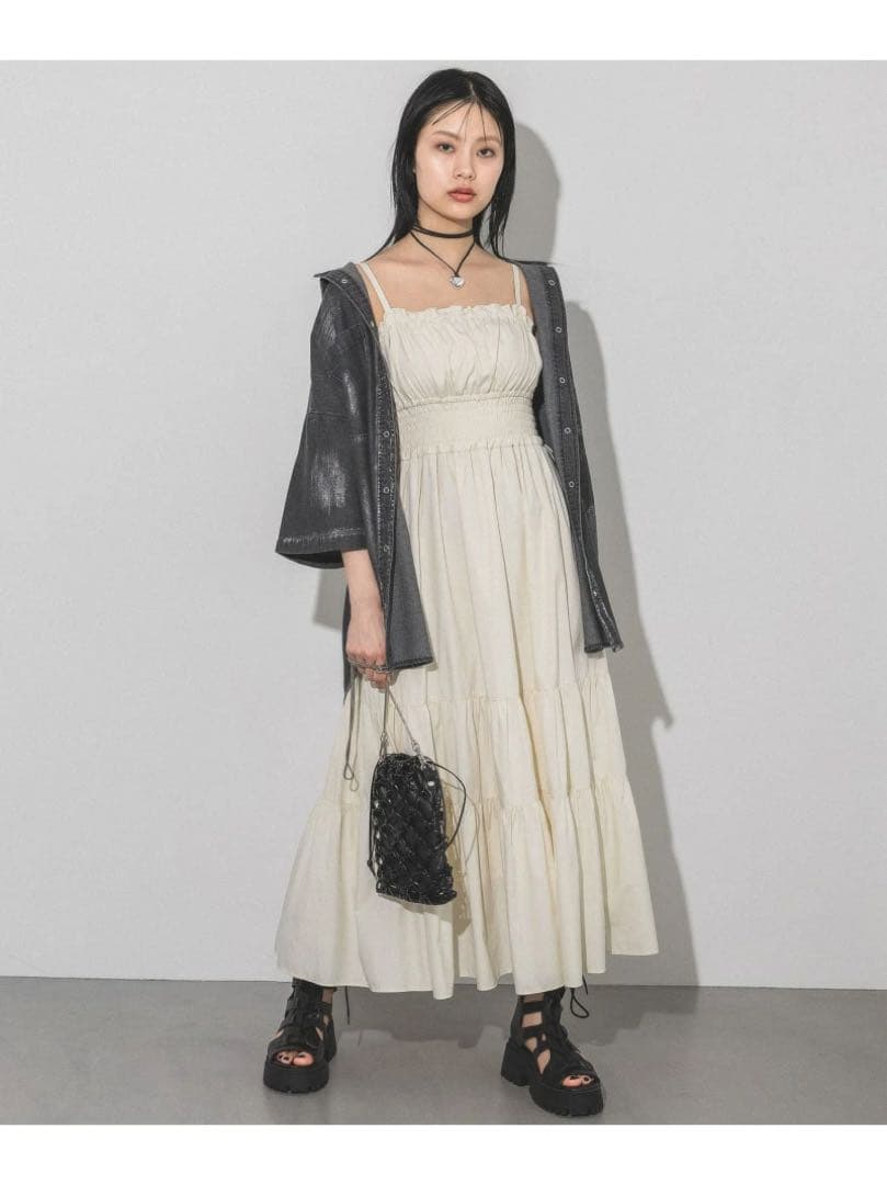 PAGEBOY シャーリングドロストキャミワンピース　　アイボリー — image 5