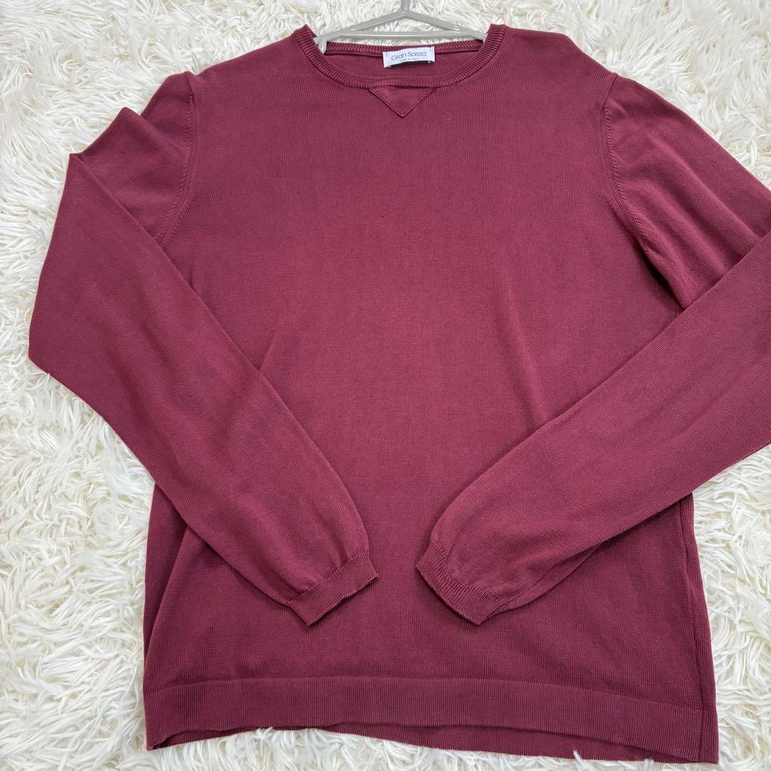 GRAN SASSO　ニット　コットン100%　ワインレッド色　イタリア製 — image 2