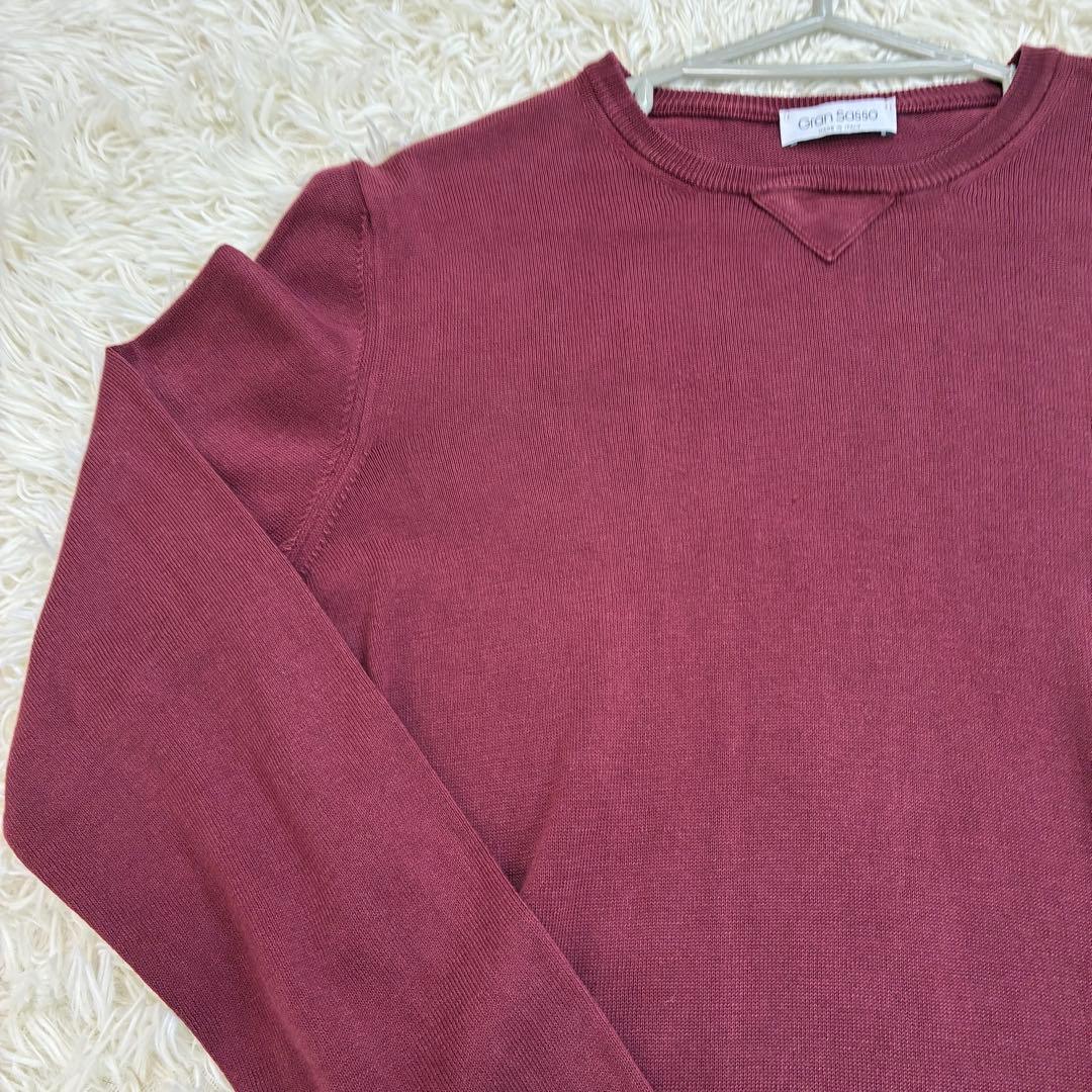 GRAN SASSO　ニット　コットン100%　ワインレッド色　イタリア製 — image 3