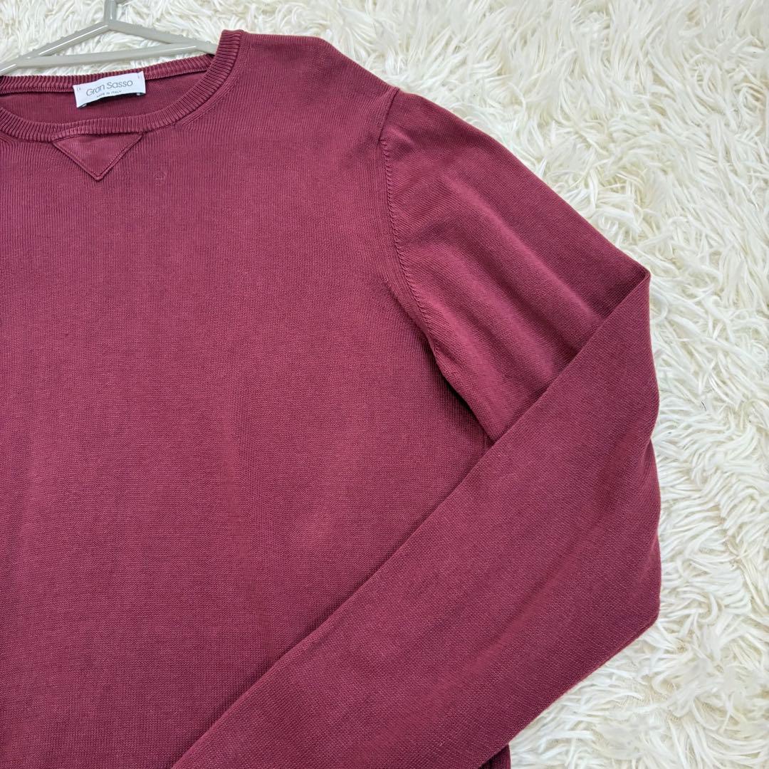 GRAN SASSO　ニット　コットン100%　ワインレッド色　イタリア製 — image 5