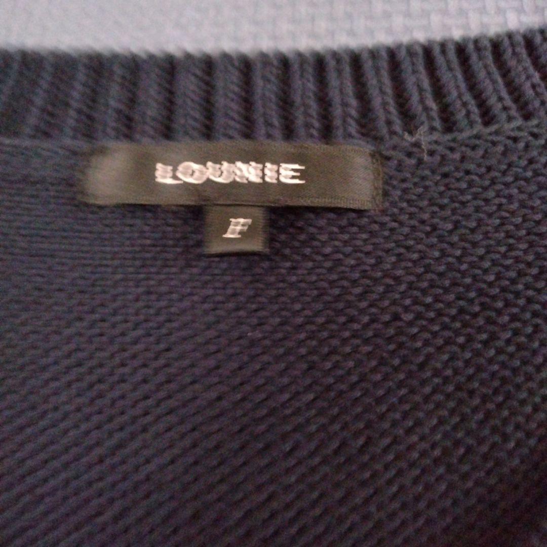 LOUNIE 半袖 Vネック ニット ネイビー — image 3