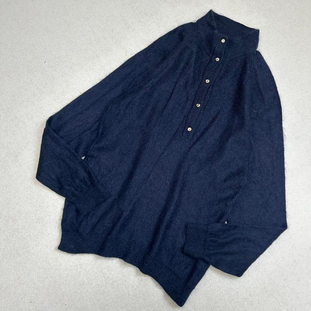 ネイビー ハイネックシャツ 長袖 — image 2