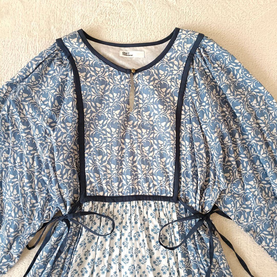 CRAFT STANDARD BOUTIQUE 花柄長袖ロングワンピース ブルー — image 2