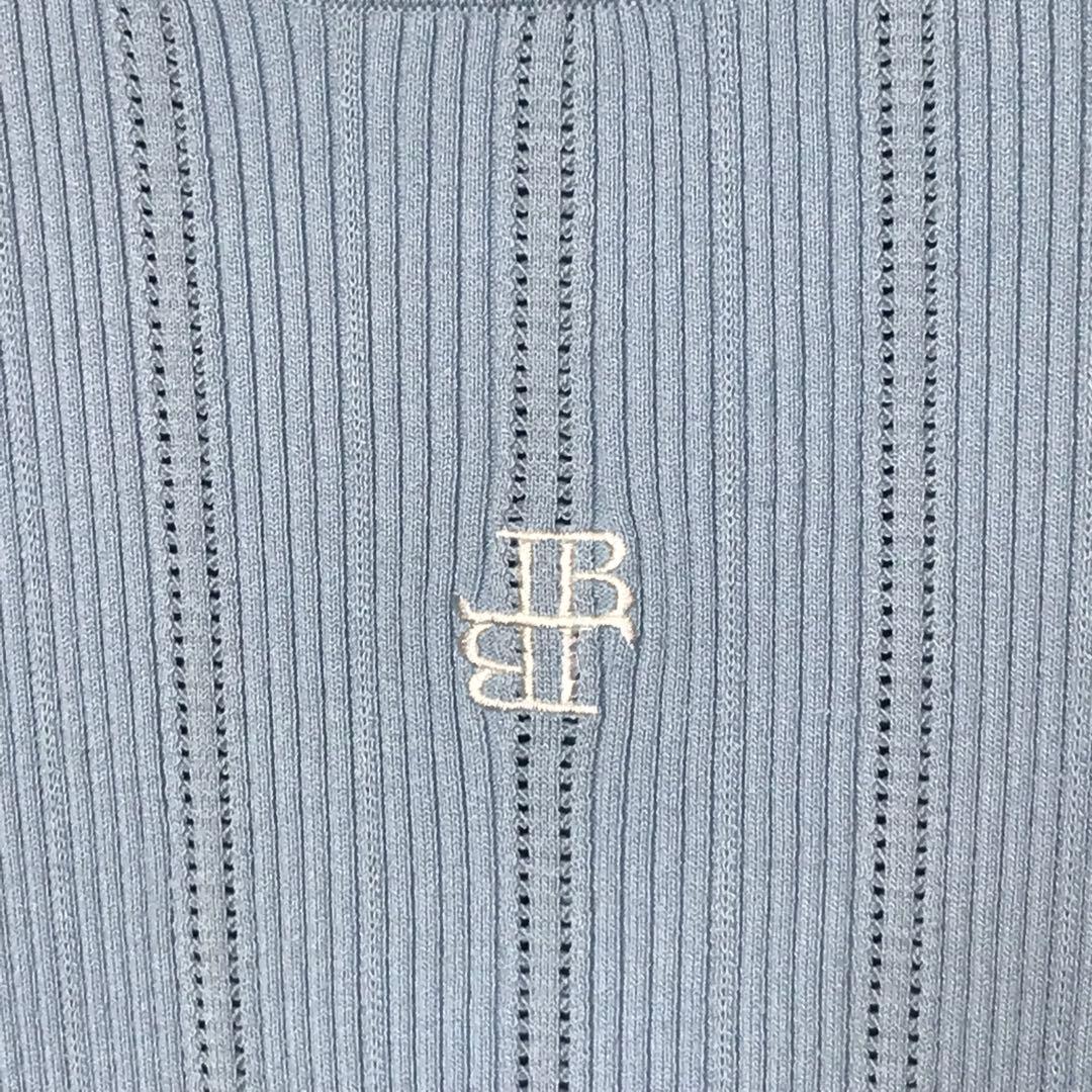 リリーブラウン　五部袖ニットミニワンピース　刺繍ロゴ　クルーネック　水色 — image 3