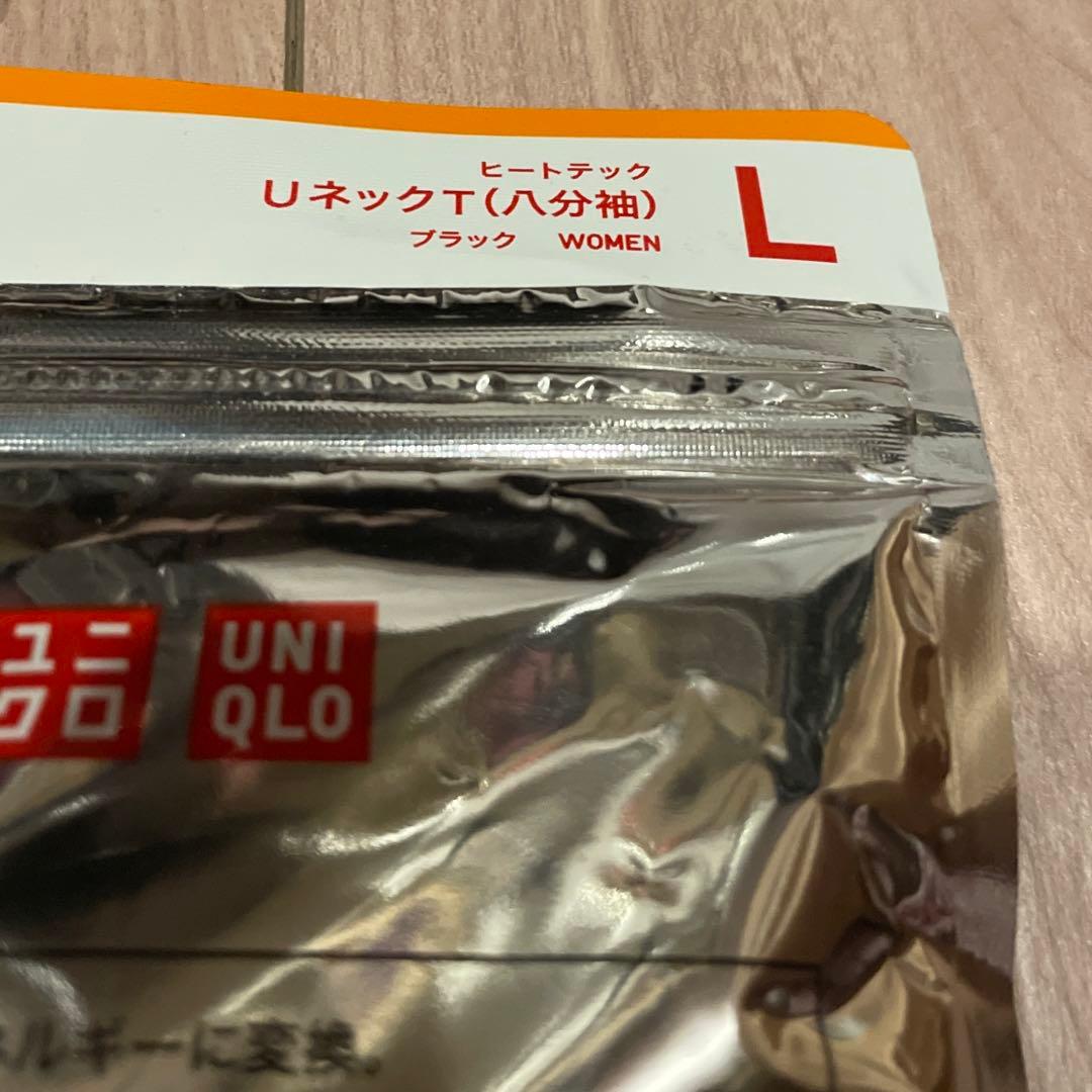 【新品】UNIQLO ヒートテック UネックT 八分袖 ブラック L — image 3