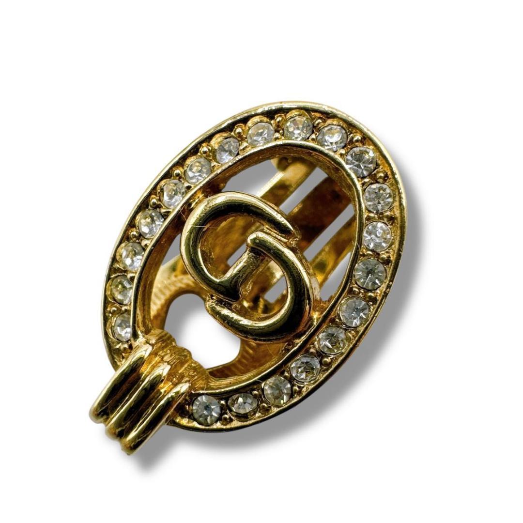 ディオール Christian Dior イヤリング ラインストーン ゴールド — image 2