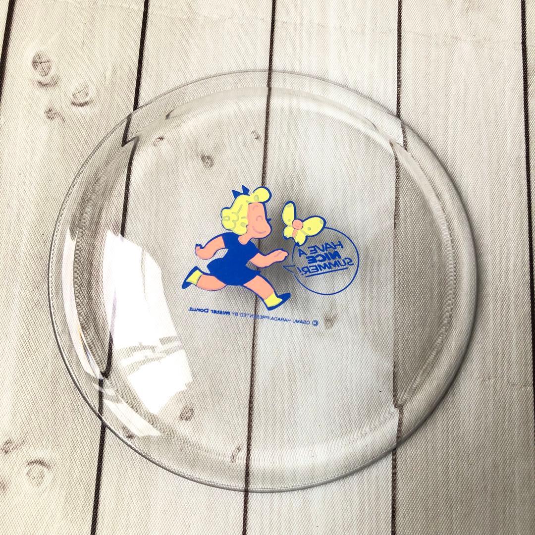 ミスド　オサムグッズ 皿 3枚セット　ガラスプレート 15cm 昭和レトロ　レア — image 5