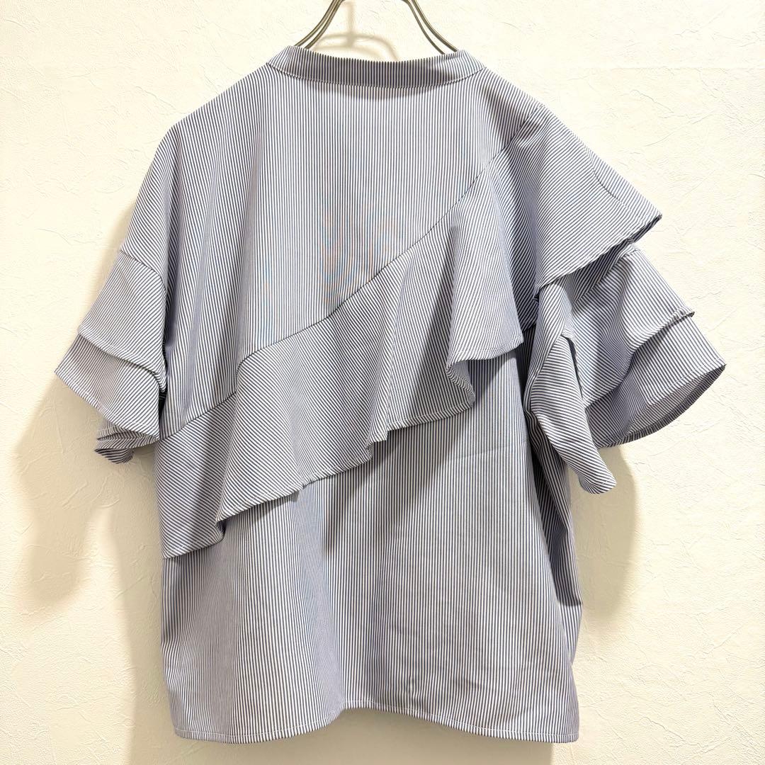TRUDEA/ストライプ/きれいめ/上品/フェミニン/高見え/フリル/M/ブルー — image 2
