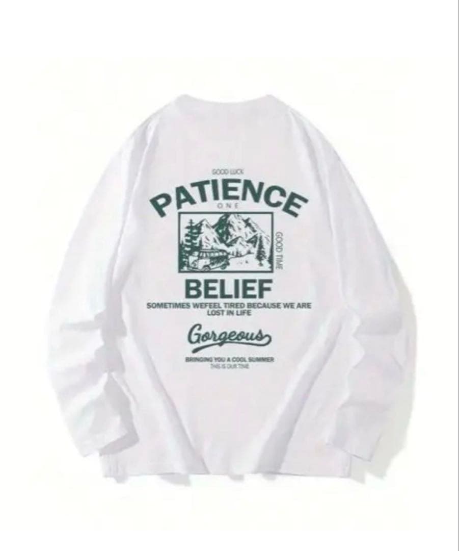 バックプリント 長袖Tシャツ ホワイト ロンT トップス — image 2