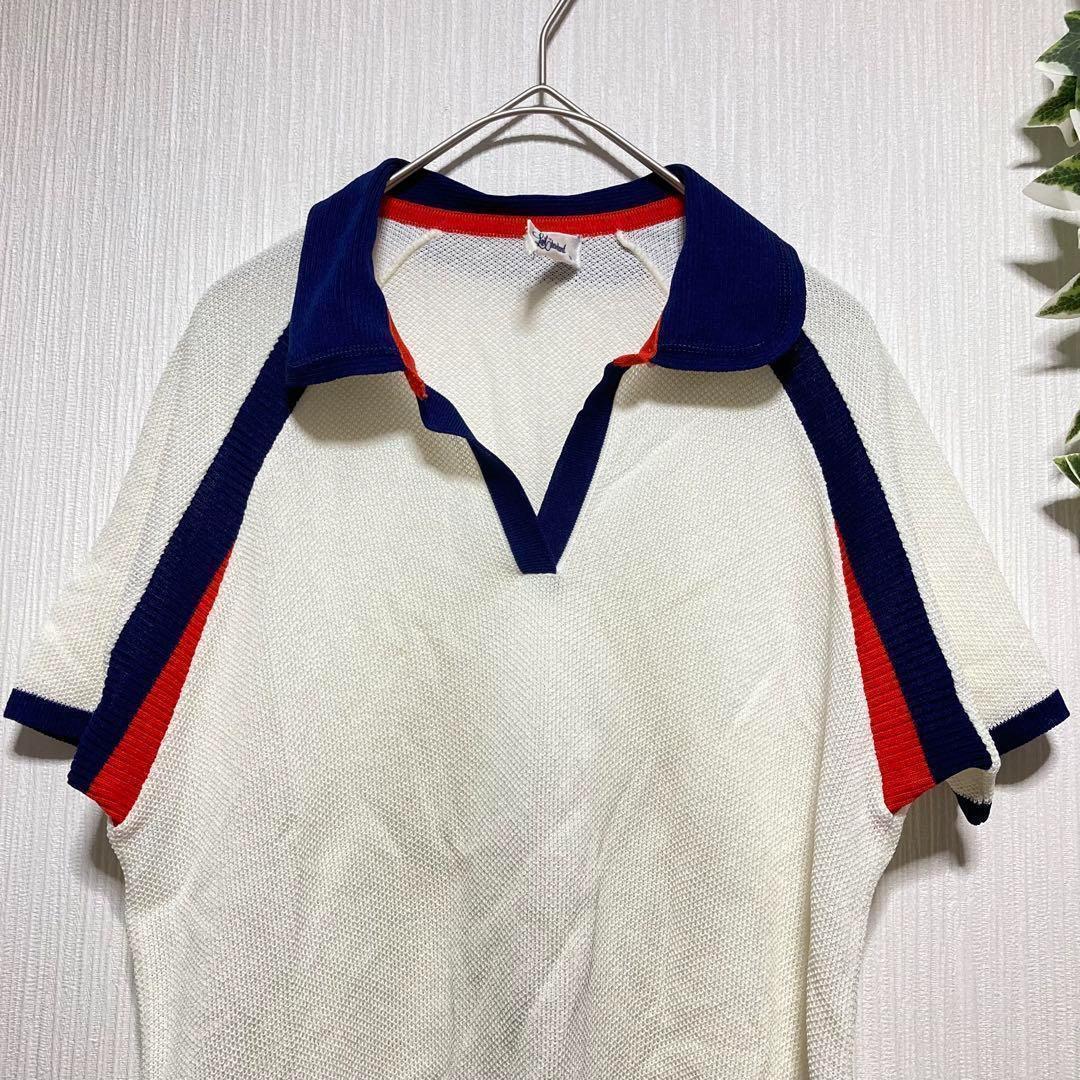 Lui Chantant 半袖 ポロ シャツ メッシュ ライン Ｖネック — image 4