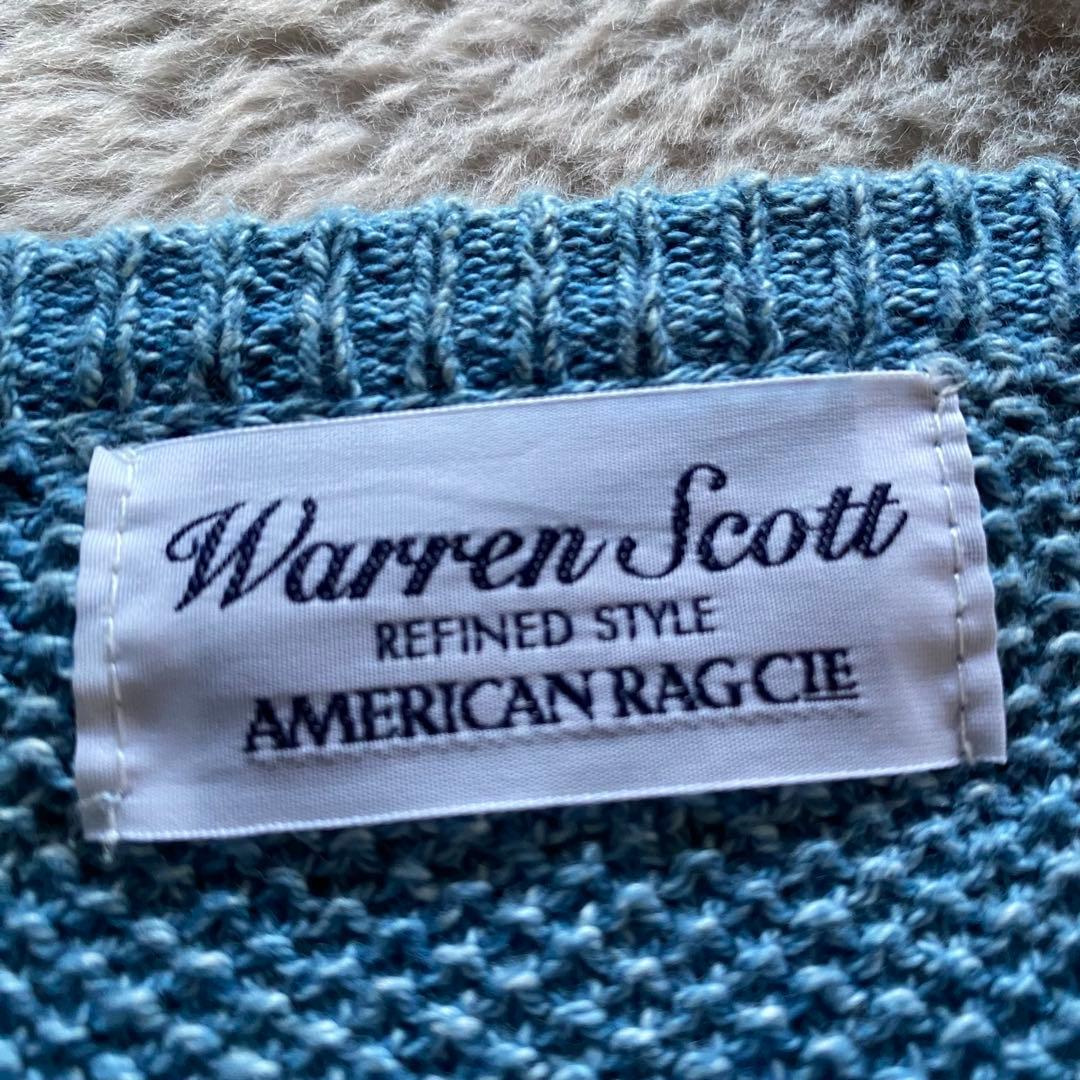 Warren Scott 長袖ニット　S ブルー　綿　コットン100% — image 3