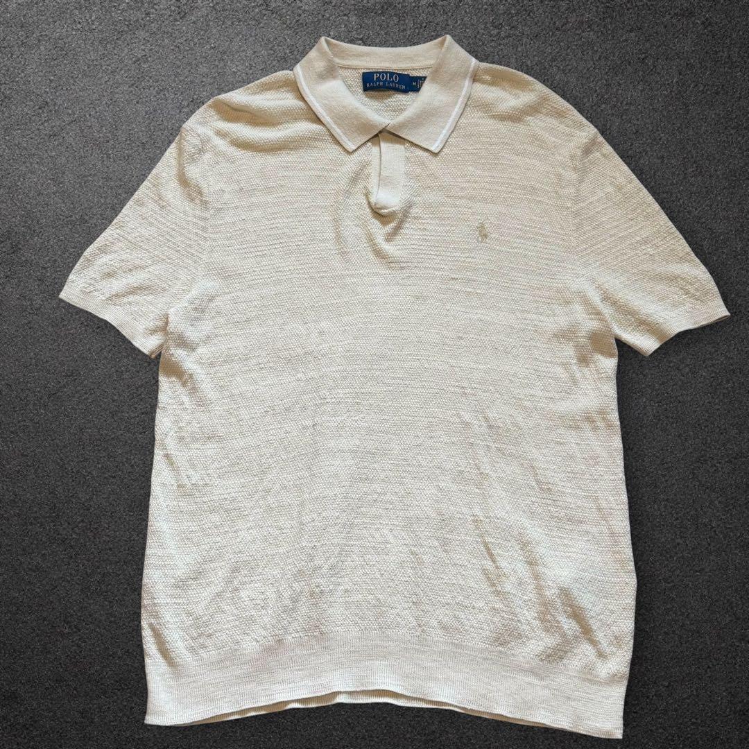 POLO RALPH LAUREN コットンリネン ニットポロシャツ M 半袖 — image 3
