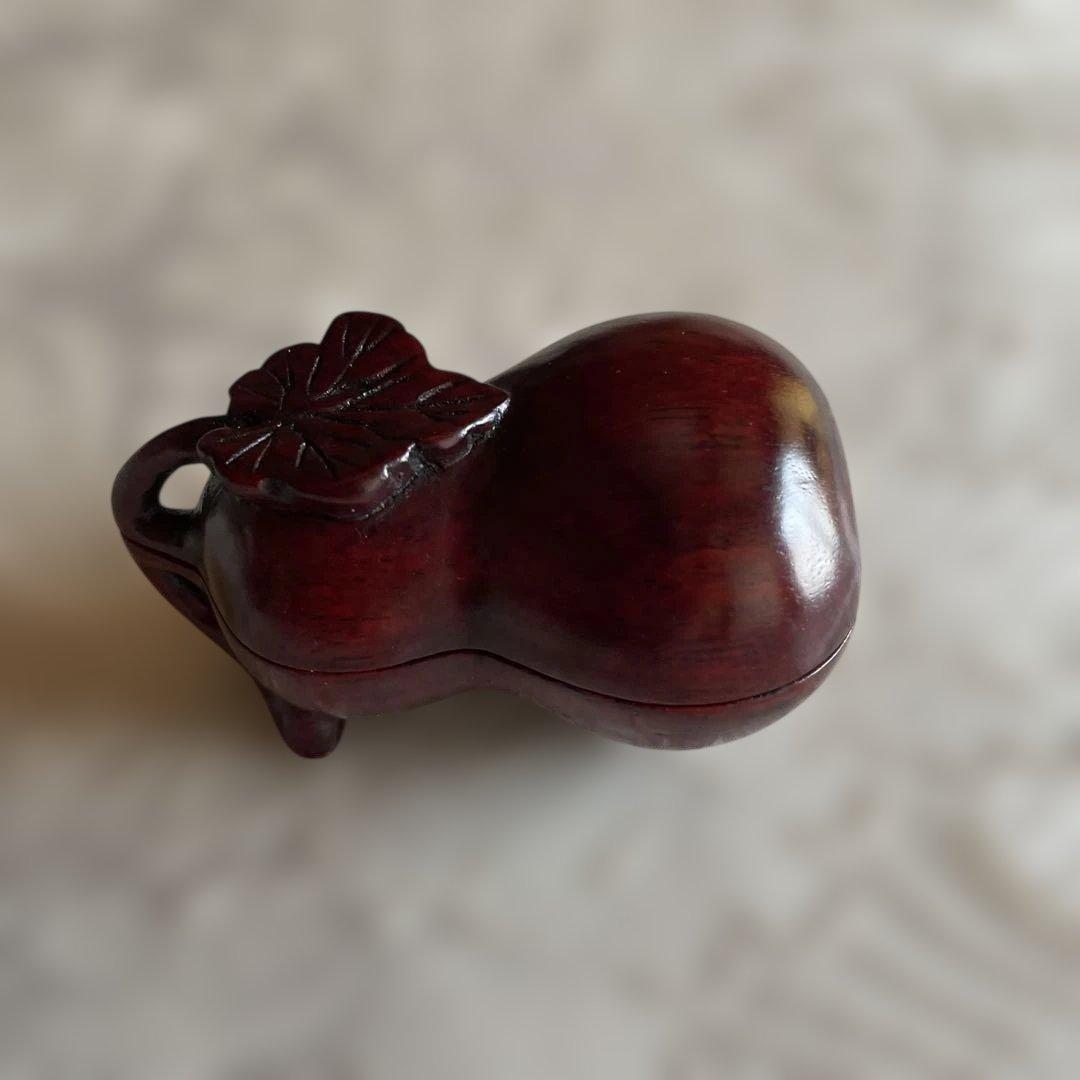瓢箪型 木製 香合 小物入れ 中国工芸品 新品 未使用 — image 2
