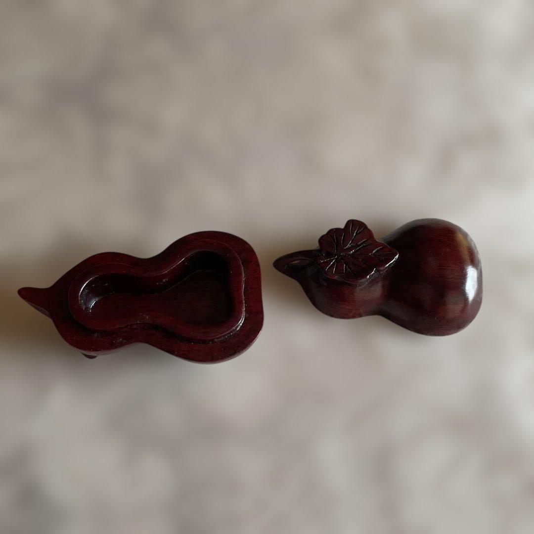 瓢箪型 木製 香合 小物入れ 中国工芸品 新品 未使用 — image 3