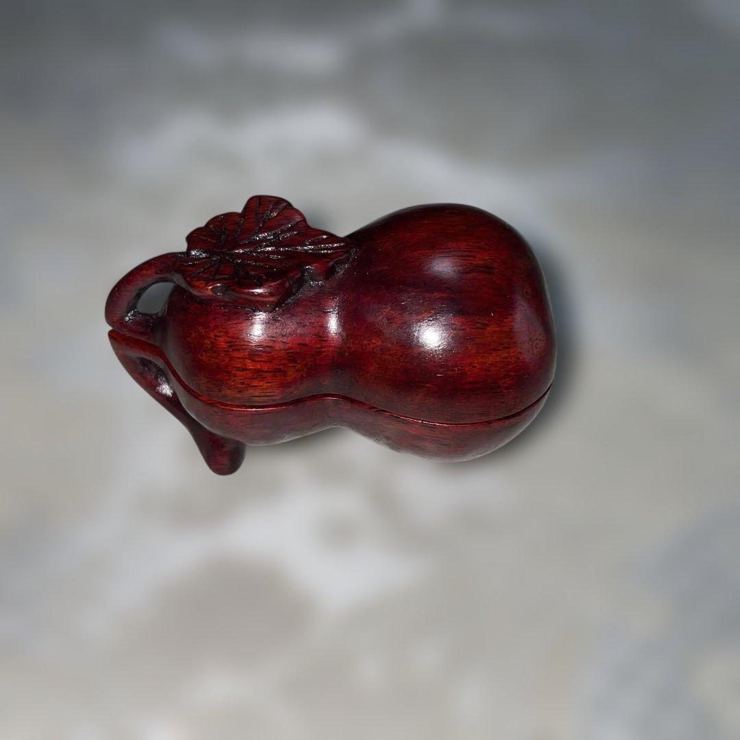 瓢箪型 木製 香合 小物入れ 中国工芸品 新品 未使用 — image 4