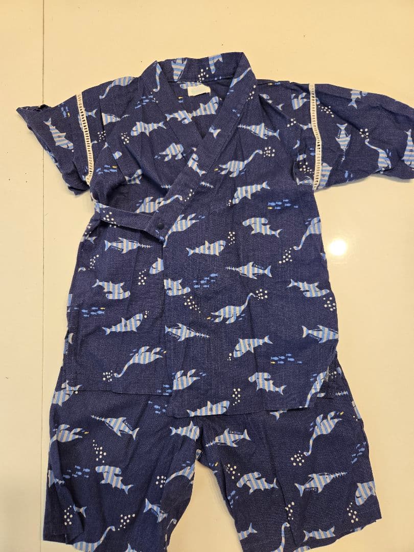 美品✨【Combimini】魚柄甚平 ネイビー 110cm — image 2